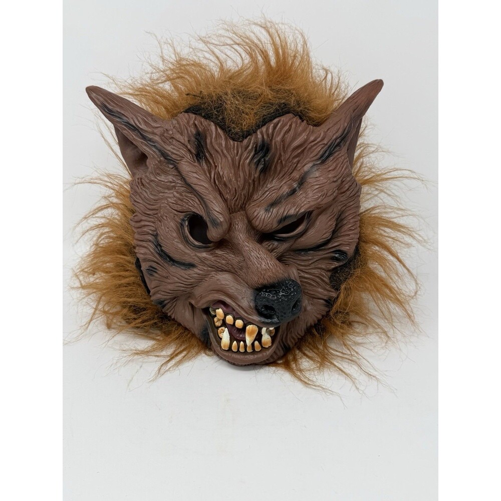 Werewolf Full Face Mask Latex Faux Fur Brown/Black One Size